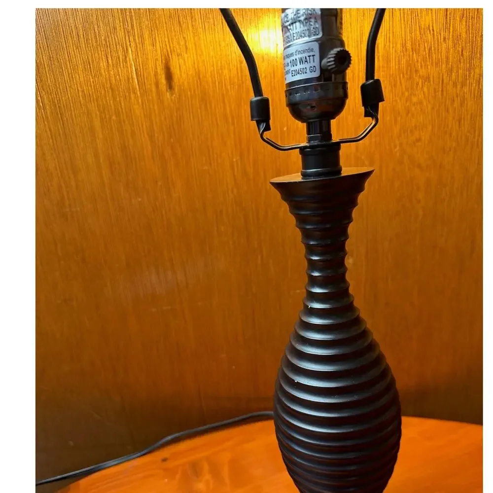 Vintage Pier 1 Dark Brown/Black Ribbed Table Lamp